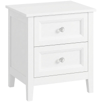 HOMCOM Nightstand with 2 Drawers Modern Bedside Table for Bedroom Living Room White
