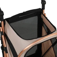 PawHut Carrinho para Cães Dobrável até 20 kg com Rodas Grandes Suspensão e Travão Janelas de Rede Almofada Castanho Claro(m-12)