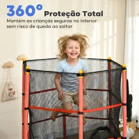 HOMCOM Trampolim para Crianças com Rede de Segurança e Estrutura de Aço para Interiores e Exteriores Carga 50 kg Ø163x190 cm Vermelho(m-6)