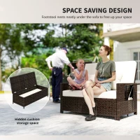 Outsunny Divanetto da Giardino Componibile con Panca, Mobili da Giardino in Rattan Marrone, Set 2 Pezzi Salvaspazio(m-6)