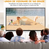 HOMCOM Ecran Proiector Pliabil de 100" Format 16:9 cu Trepied Reglabil, 235,8x8x136 cm, Alb(m-4)