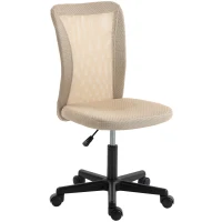 Vinsetto Computer Desk Chair, Mesh Office Chair with Adjustable Height and Swivel Wheels, Armless Study Chair, Beige(m-10)