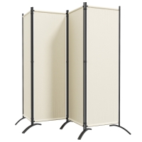 Outsunny Paravent 221 x 172 cm paravent de jardin à 4 panneaux avec pieds larges en tissu polyester de 180 g/m² crème