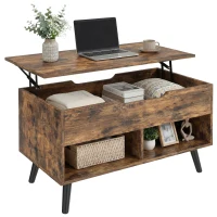 HOMCOM Lift Top Coffee Table with Hidden Storage Living Room Table Metal Legs 75 cm Rustic Brown(m-10)