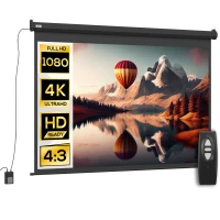 HOMCOM Schermo per Proiettore 89" Formato 4:3 Regolabile con Telecomando, 171x130cm, Nero(m-11)
