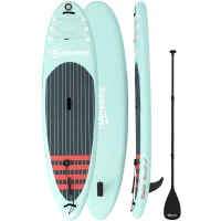 Outsunny Tabla de Paddle Surf Hinchable 320 cm, con Superficie Antideslizante Remo de Aluminio Ajustable Quilla Bomba y Mochila(m-1)