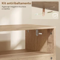HOMCOM Scarpiera Salvaspazio Slim con 2 Ante a Ribalta e Ripiani Regolabili Rimovibili per 8 Paia, Color Noce(m-6)