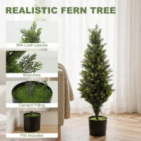 HOMCOM Set of 2 Decorative Artificial Plants Cypress in Weighted Pot, Fake Plant with 564 Leaves, 90cm(m-4)