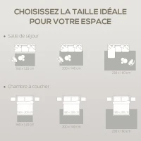 HOMCOM Tapis salon 160 x 120 cm, tapis à poils épais géométrique, moelleux et antidérapant, gris(m-6)