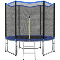 SPORTNOW Cama Elástica Exterior Ø305 cm Trampolín para Niños con Red de Seguridad Escalera y Acolchado de Muelles Azul(m-10)