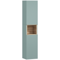 HOMCOM Armario de Baño Alto Estrecha con Estante Abierto y Estantes Ajustables 2 Puertas Acanaladas 30x24x140 cm Verde