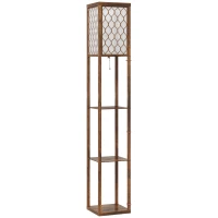 HOMCOM Three-Shelf Standing Lamp - Rustic Brown/White(m-1)