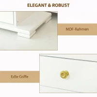 HOMCOM Caja Joyero de 4 Niveles con 2 Cajones Espejo Puertas Laterales con Ganchos para Pendientes Anillos Collares Blanco(m-6)