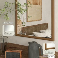 HOMCOM Espejo de Pared 65x110 cm con Marco de Madera en Forma de Ventana Espejo Decorativo para Salón Dormitorio Marrón Oscuro(m-7)
