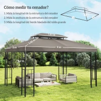 Outsunny Toldo de Recambio 4x3 m con Techo Doble Orificios de Drenaje y Protección UV Solo Toldo NO Incluye Marco Marrón(m-3)