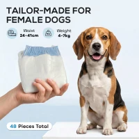 PawHut Disposable Dog Diapers Female for M Dogs Incontinence or Excitable Urination and Training 48 Count(m-4)