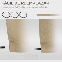 Outsunny Techo de Repuesto para Toldo 382x240 cm Lona para Toldo con Dobladillo Protección UV Impermeable para Patio Beige(m-5)