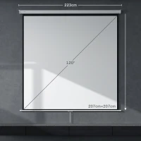 HOMCOM Tela de Projeção Manual 120 Polegadas Portátil Formato 1:1 para Interior e Exterior Cinema em Casa 207x207 cm Branco(m-3)
