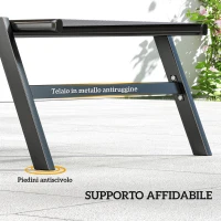 Outsunny Set 2 Lettini Prendisole Regolabili in 5 Posizioni con Tavolino Laterale e 2 Ruote, in Metallo e Poliestere, Grigio(m-8)