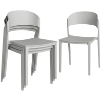 Outsunny Set 4 Sedie Giardino Outsunny, Impilabili, Struttura pp Adatte per Tutte le Stagioni(m-11)