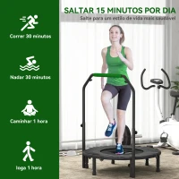 HOMCOM Trampolim Fitness Ø102 Trampolim Dobrável com Pega Ajustável em 4 Níveis Estrutura de Aço Verde(m-7)
