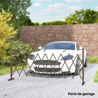 Outsunny Barrière Extensible rétractable barrière de sécurité 250L x 31l x 104H cm alu métal Chocolat(m-6)