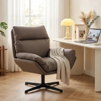 HOMCOM Accent Chair with 360 Swivel Armchair for Living Room with Padded Cushion Dark Brown(m-8)