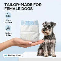 PawHut Disposable Dog Diapers Female for S Dogs Incontinence or Excitable Urination and Training 48 Count(m-4)
