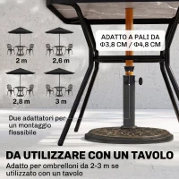 Outsunny Base per Ombrellone 9kg in Resina con Finiture in Bronzo Φ45.5 x 31.5cm Nero(m-4)