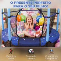 HOMCOM Trampolim para Crianças com Rede de Segurança e Estrutura de Aço para Interiores e Exteriores Carga 50 kg Ø163x190 cm Azul(m-9)