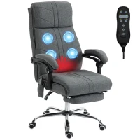 Vinsetto High Back Vibration Massage Office Chair with Footrest, Heated, Grey(m-10)