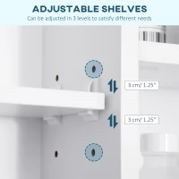 kleankin Wall Mounted Medicine Cabinet, Bathroom Mirror Cabinet with Mirrored Door, Shelves and Storage Cupboard, White(m-6)