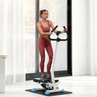 HOMCOM Stepper avec guidon stepper fitness appartement écran LCD résistance réglable exercise hanches jambes lombes pour maison acier blanc bleu noir(m-2)