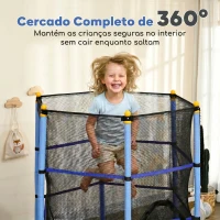 HOMCOM Trampolim para Crianças com Rede de Segurança e Estrutura de Aço para Interiores e Exteriores Carga 50 kg Ø163x190 cm Azul(m-6)