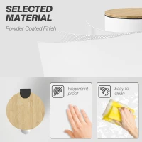 HOMCOM Kitchen Bin, 30 Litre Pedal Rubbish Bin with Removable Bucket, White and Natural(m-6)