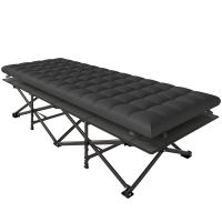 Outsunny Cama Plegable Camping con Colchón Extraíble de Tela Oxford 600D con Reposacabezas y Bolsa Carga 200 kg Negro