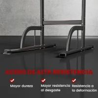HOMCOM Barra de Dominadas Altura Regulable Estación de Fondos Resistente para Gimnasio en Casa Entrenamiento de Fuerza Blanco(m-6)