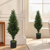 HOMCOM Set of 2 Decorative Artificial Plants Cypress in Weighted Pot, Fake Plant with 564 Leaves, 90cm(m-8)