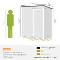 Outsunny Capanno Giardino Metallo 163x90x179 cm, Porta Chiudibile, Prese d'Aria, Grigio Scuro(m-3)