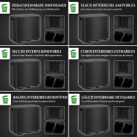 HOMCOM Papelera Cocina de Acero Inoxidable con 3 Compartimentos 3x15L con Pedales Tapas de Cierre Suave y Cubo Extraíble Negro(m-7)