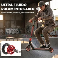 SPORTNOW Trotinete Acrobática com Guiador 360° Rolamentos ABEC-9 Rodas de PU de 120 mm Estrutura de Alumínio 66x47x81 cm Vermelho(m-5)