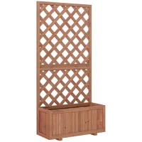 Outsunny Jardinière avec Treillis - bac à Fleurs - jardinière sur Pied - dim. 72,5L x 31,5l x 149,5H cm Inserts d'irrigation Inclus Bois Sapin pré-huilé(m-12)