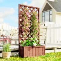 Outsunny Jardinière avec Treillis - bac à Fleurs - jardinière sur Pied - dim. 72,5L x 31,5l x 149,5H cm Inserts d'irrigation Inclus Bois Sapin pré-huilé(m-2)