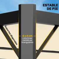 Outsunny Pérgola de Jardín 3x4 m con Protección UPF 50+ Gazebo con Techo Ajustable Estructura de Metal para Exterior Crema(m-5)