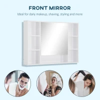 kleankin Wall Mounted Medicine Cabinet, Bathroom Mirror Cabinet with Mirrored Door, Shelves and Storage Cupboard, White(m-7)