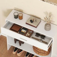 HOMCOM Recibidor de Entrada con Espejo Cajón y Estante Mueble de Recibidor para Pasillo 91,5x27,9x85,5 cm Blanco(m-9)