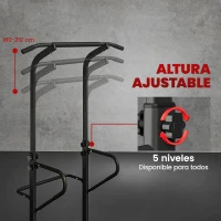 HOMCOM Barra de Dominadas Altura Regulable Estación de Fondos Resistente para Gimnasio en Casa Entrenamiento de Fuerza Blanco(m-5)