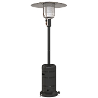 Outsunny chauffage exterieur terrasse, parasol chauffant gaz portable 11 KW niveaux de chauffe réglable 82x82x223cm noir