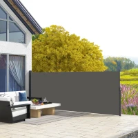 Outsunny Store latéral Brise-Vue paravent rétractable dim. 4L x 1,60H m alu. Polyester Anti-UV Haute densité 180 g/m² Gris foncé(m-10)