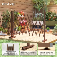 Outsunny Cerca de Jardim em Liga de Alumínio Barreira de Exterior Extensível Cerca de Jardim Metálica 250x31x103,5 cm Marrom(m-6)